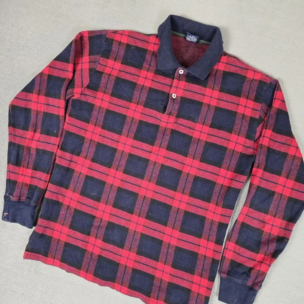 Vintage Polo Ralph Lauren Polo Shirt Mens Large Red Plaid Long Sleeve 90s
